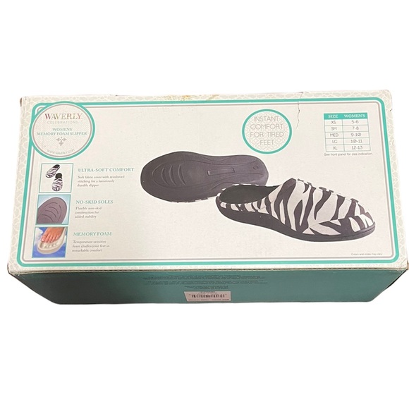 NEW Waverly Women’s Memory Foam Slippers size Large - Zebra print - Picture 5 of 5